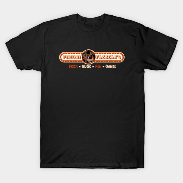 Freddy Fazbear Pizza Logo Five Nights T-Shirt by DeepFriedArt